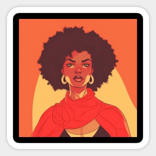 African Queen, Afro Superhero, Female Warrior, Black History Sticker